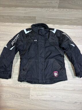 Black Women's Varsity Jacket with Reflective Accents